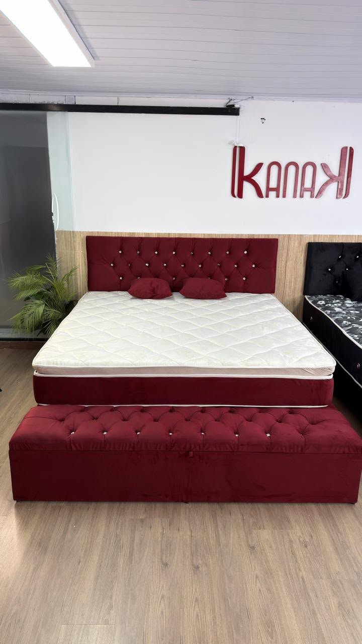 kingsize com pillow top - vinho showroom com recamier