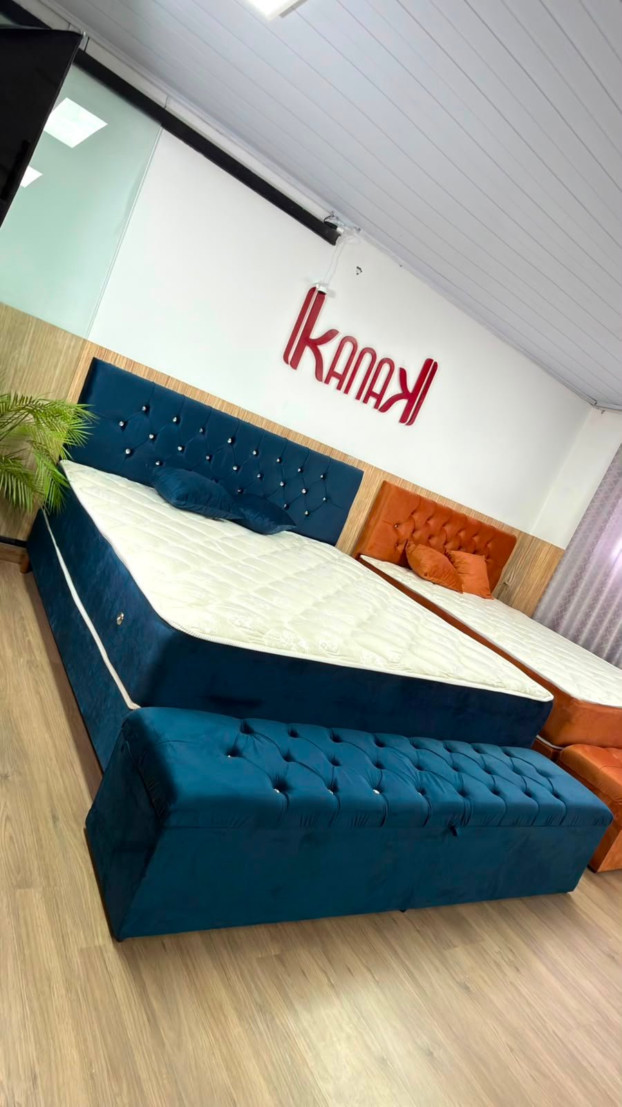kingsize sem pillow top - azul showroom com recamier