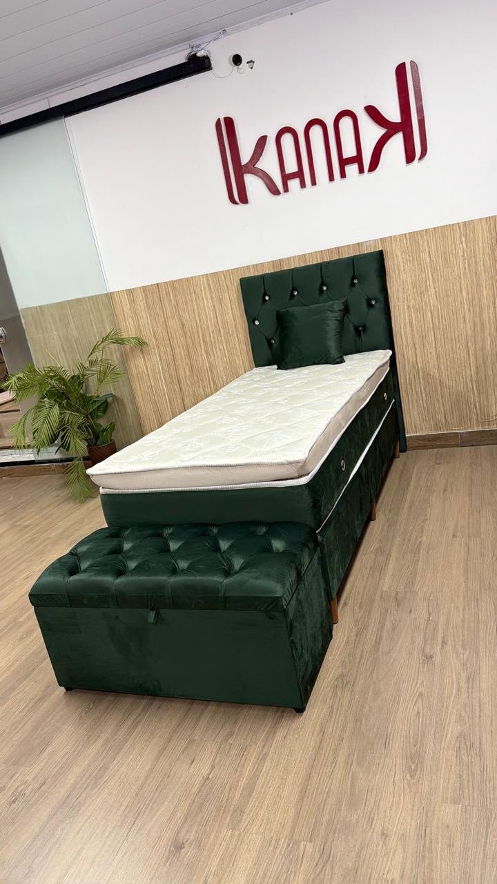solteiro com pillow top - verde showroom com recamier